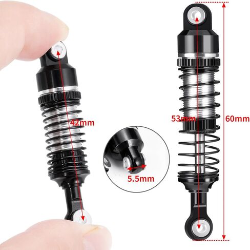 RCLIONS RC Car Shocks 53mm Oil Shock Absorber for Redcat Ascent 1/18th RC Crawler Car Upgrade Parts (Black) in Saudi Arabia