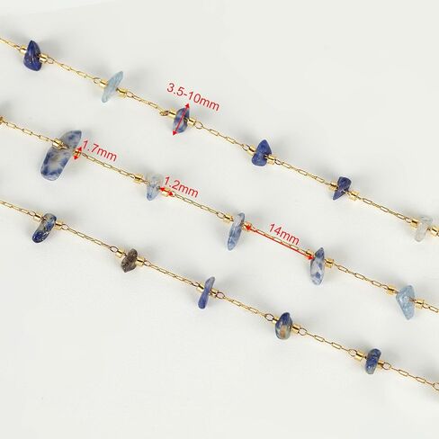 YOUBEIYEE 9.8 Feet Natural Raw Healing Stone Chains Bulk Gold Plated Stainless Steel Chain for Jewelry Making Paperclip Chain Roll with Lobster Clasps and Jump Rings for Bracelet Necklace DIY in Kuwait