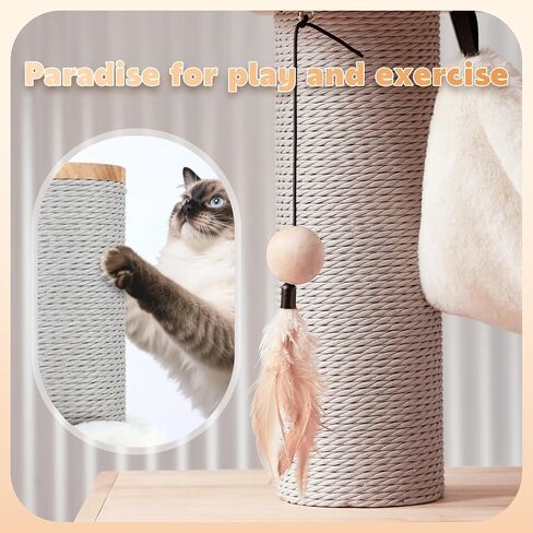 63-inch Modern Cat Tree, Luxury Cat Tower with Scratching Post, Unique Cat Condo with Hammock, Heavy Duty Kitty Climbing Tree for Indoor Cat, Wooden Kitty House for Small Medium Large Cats in Saudi Arabia