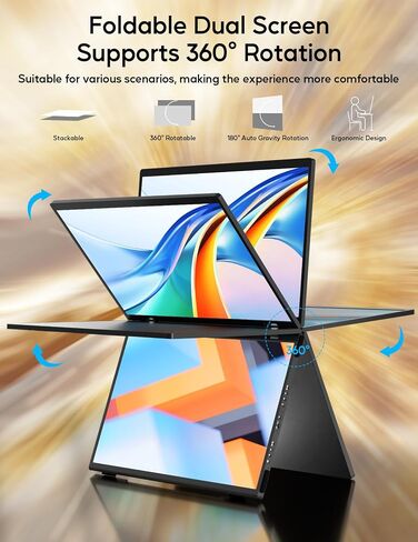 ZSCMALLS 15.6" Dual Monitors (Wins/Mac) Folding Stacked Portable Dual Monitor, USB C Travel Extended Display with VESA Triple Portable Monitor for Laptop PC in Kuwait