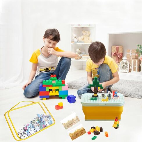 Storage Organizer for Lego Bin Box Containers Storage Case with Building Baseplate Lid Toy Organizer Compressible Brick Box for Lego with 1 Toy Storage Bag,5 Small Compartments Bags in Saudi Arabia