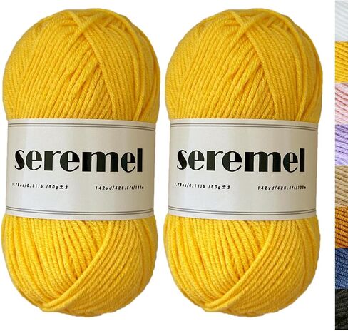 2 Pcs Crochet Yarn, 2 Balls of 100g/280Yards Soft Acrylic Yarns, Assorted Colors 4-ply Yarn for Crocheting and Knitting/DIY (Sunflower Yellow-2) in Kuwait