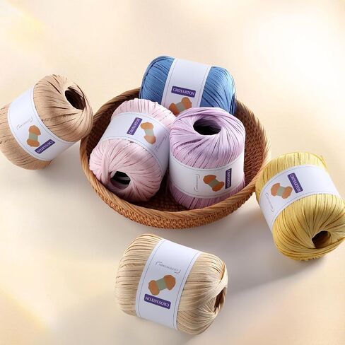 2 Pack Raffia Yarn for Crochet, Soft Cotton Yarn for Crocheting Summer Beach Bag/Hat, 228 Yards/3.52 Ounce Ribbon Paper Yarn for Beginners DIY Hand Knitting Handbag (Black) in Saudi Arabia