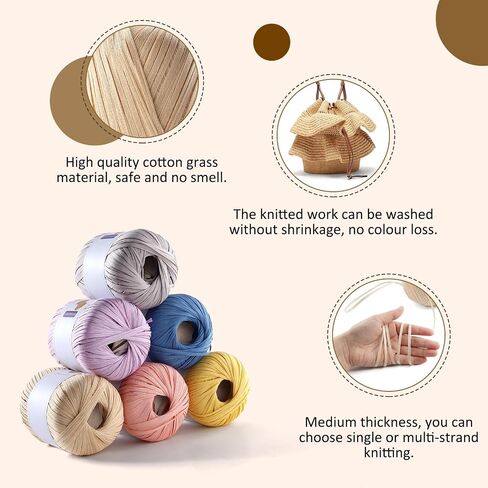 2 Pack Raffia Yarn for Crochet, Soft Cotton Yarn for Crocheting Summer Beach Bag/Hat, 228 Yards/3.52 Ounce Ribbon Paper Yarn for Beginners DIY Hand Knitting Handbag (Black) in Saudi Arabia