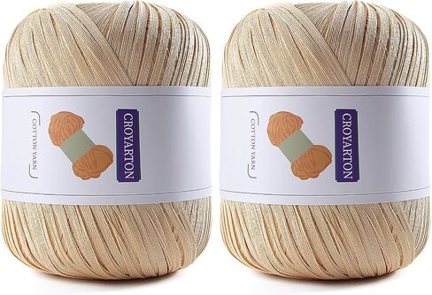 2 Pack Raffia Yarn for Crochet, Soft Cotton Yarn for Crocheting Summer Beach Bag/Hat, 228 Yards/3.52 Ounce Ribbon Paper Yarn for Beginners DIY Hand Knitting Handbag (Black) in Saudi Arabia