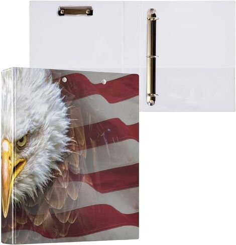 3 Ring Binder American Eagle Bald Flag 1.5 inch Binders Three Ring Binders with Clipboard Fit 8.5'' x 11'' Paper 3 Interior PVC Clear Pockets for Office Supplies in Saudi Arabia