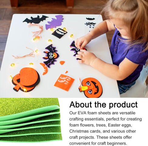 Rebower 6Pcs Foam Sheets Crafts Glitter Foam Arts Paper 12 x 8 x 5/64 Inch [for Crafts Project, Scrapbooking, DIY, Party Handicraft, Costumes]-30cm x 20cm x 2mm / Green in Saudi Arabia