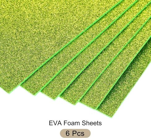 Rebower 6Pcs Foam Sheets Crafts Glitter Foam Arts Paper 12 x 8 x 5/64 Inch [for Crafts Project, Scrapbooking, DIY, Party Handicraft, Costumes]-30cm x 20cm x 2mm / Green in Saudi Arabia