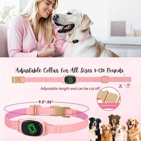 Dog Bark Collar,Dog Training Collar with remote-2600 ft,Non Shock,Adjustable Fit,for Small,Medium,Large Dogs, Advanced Technology with Remote, Automatic Bark Collar, Rechargeable,Anti-Barking,Pink in Kuwait