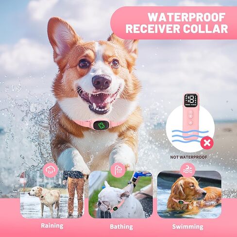 Dog Bark Collar,Dog Training Collar with remote-2600 ft,Non Shock,Adjustable Fit,for Small,Medium,Large Dogs, Advanced Technology with Remote, Automatic Bark Collar, Rechargeable,Anti-Barking,Pink in Kuwait