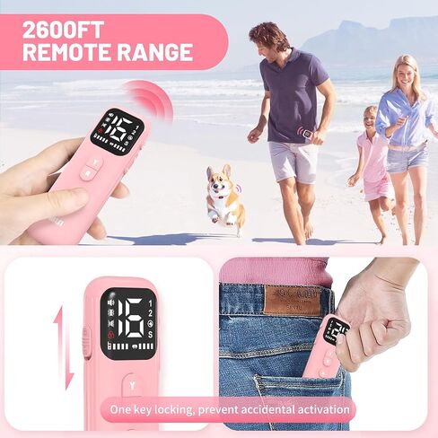 Dog Bark Collar,Dog Training Collar with remote-2600 ft,Non Shock,Adjustable Fit,for Small,Medium,Large Dogs, Advanced Technology with Remote, Automatic Bark Collar, Rechargeable,Anti-Barking,Pink in Kuwait