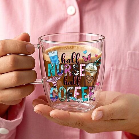 UV DTF Cup Wrap Transfer Stickers: 20 Pcs Nurse Motivational Words UV DTF Cup Wraps for 16 oz Glass, Cute Cartoon Letters Uvdtf Sticker, Inspirational Rub on Transfers, DIY Craft Gifts for Nurses in Kuwait