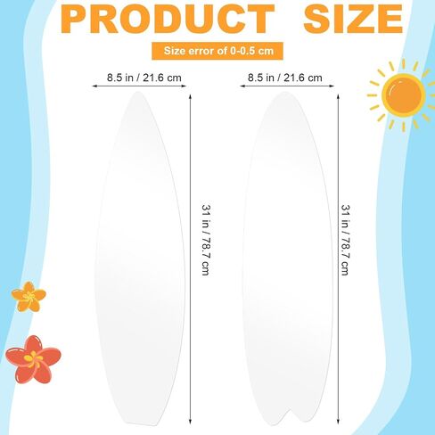 24 Pcs DIY Paper Surfboards Set Surfboard Shape Cardboard Surf and Beach Party Crafts for Kids DIY Paper Craft for Summer Beach Surf Party Decorations Board Wall Decor (8.5 x 31 Inch) in Kuwait