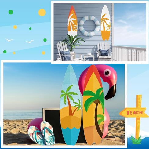 24 Pcs DIY Paper Surfboards Set Surfboard Shape Cardboard Surf and Beach Party Crafts for Kids DIY Paper Craft for Summer Beach Surf Party Decorations Board Wall Decor (8.5 x 31 Inch) in Kuwait