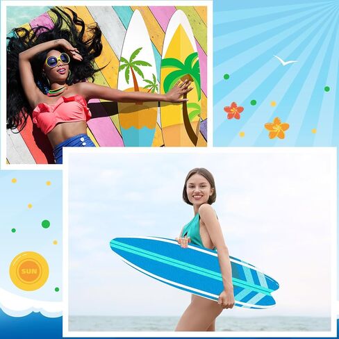 24 Pcs DIY Paper Surfboards Set Surfboard Shape Cardboard Surf and Beach Party Crafts for Kids DIY Paper Craft for Summer Beach Surf Party Decorations Board Wall Decor (8.5 x 31 Inch) in Kuwait