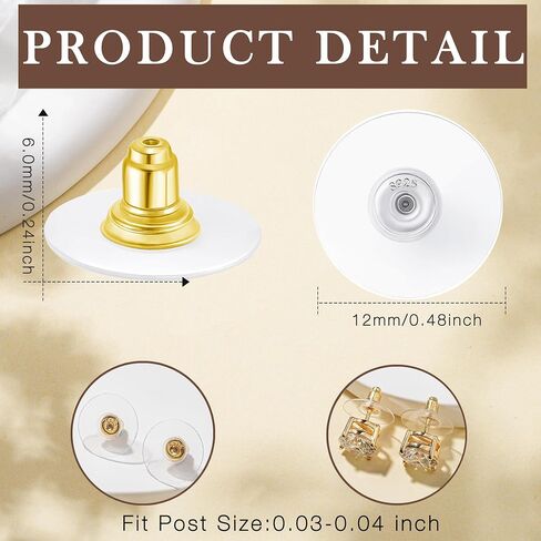 Impalsory 8PCS 18K Gold Plated Locking Earring Backs, 925 Sterling Silver Hypoallergenic for Heavy Droopy Earrings, Replacement for Women & Men in Saudi Arabia
