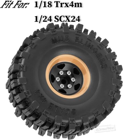 RC 1.0 Beadlock Wheels 1.0 TIRES Beadlock لـ RC Crawler 1/18 TRX4M ، 1/24 SCX24،1.0 عجلات Beadlock وإطارات العجلات النحاسية مع إطارات مطاطية لزجة ناعمة ، 4pcs ، نمط A in Kuwait