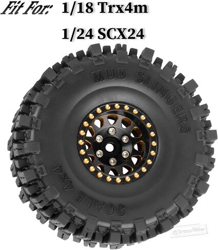 RC 1.0 Beadlock Wheels 1.0 TIRES Beadlock لـ RC Crawler 1/18 TRX4M ، 1/24 SCX24،1.0 عجلات Beadlock وإطارات العجلات النحاسية مع إطارات مطاطية لزجة ناعمة ، 4pcs ، نمط A in Kuwait