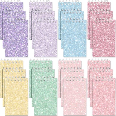Glenmal 24 Pcs Mini Notepads for Kids Party Favors Mini Tie Dye Notepads with Glitter Colorful Little Pocket for Girls Gift Classroom Rewards 20 Pages Each (Light Color) in Saudi Arabia