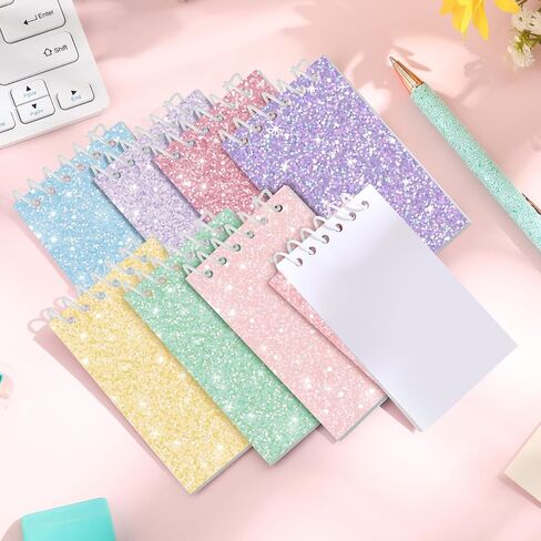 Glenmal 24 Pcs Mini Notepads for Kids Party Favors Mini Tie Dye Notepads with Glitter Colorful Little Pocket for Girls Gift Classroom Rewards 20 Pages Each (Light Color) in Saudi Arabia