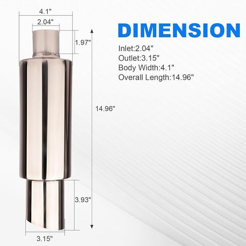 2.0 Inch Inlet 3.0 Inch Outlet Exhaust Muffler 2.0" to 3.0" Universal 15" Length Stainless Steel Polished Exhaust Tip Burnt Blue in Kuwait