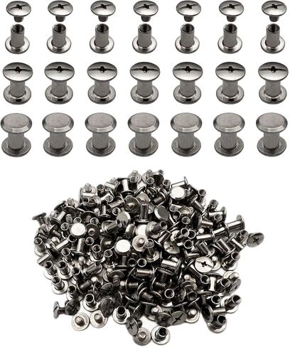 IDEALSV 200 Pcs (100 Sets) 304 Stainless Steel Chicago Screws Rivets M5x8mm Leather Rivets Phillip Head Leather Bag, Book and Photo Album Binding Chicago Rivets Kits in Saudi Arabia