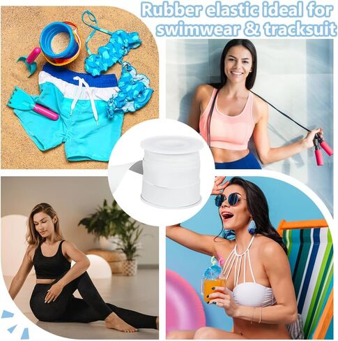 OLYCRAFT 10 Yards/9.1m Rubber Swimwear Elastic Band for Sewing 20mm Wide White Swim Flat Rubber Band Rubber Elastic for Sewing Elastic PVC Synthetic Rubber Band Swimwear Accessories in Kuwait