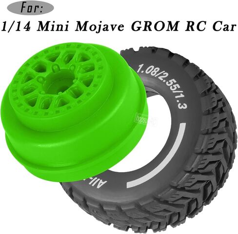 RC Wheels for 1/14 Mini Mojave GROM RC Car,RC Tires Beadlock Wheels Hub Rim Tires Wheels and Plastic Wheel hub White(4PCS) in Saudi Arabia
