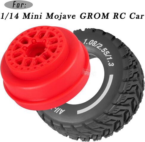 RC Wheels for 1/14 Mini Mojave GROM RC Car,RC Tires Beadlock Wheels Hub Rim Tires Wheels and Plastic Wheel hub White(4PCS) in Saudi Arabia