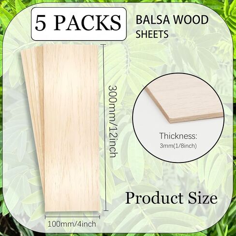 صفائح خشب البلسا للحرف اليدوية ومشاريع DIY ، 12 × 4 × 1/8 بوصة حزمة غير مكتملة من 5 (12 × 4 × 1/8 بوصة (5 حزمة)) in Kuwait