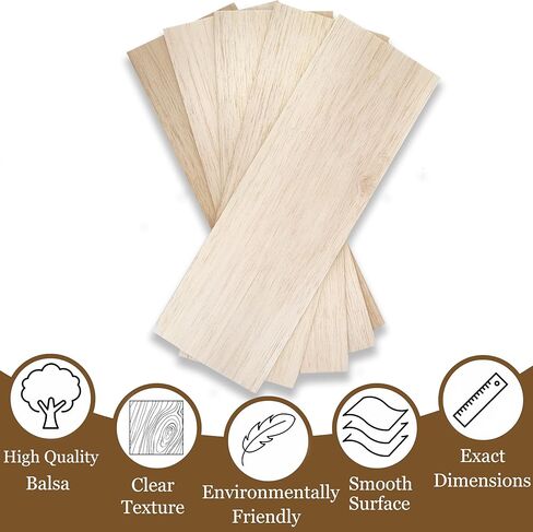 صفائح خشب البلسا للحرف اليدوية ومشاريع DIY ، 12 × 4 × 1/8 بوصة حزمة غير مكتملة من 5 (12 × 4 × 1/8 بوصة (5 حزمة)) in Kuwait