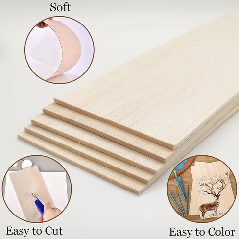 صفائح خشب البلسا للحرف اليدوية ومشاريع DIY ، 12 × 4 × 1/8 بوصة حزمة غير مكتملة من 5 (12 × 4 × 1/8 بوصة (5 حزمة)) in Kuwait