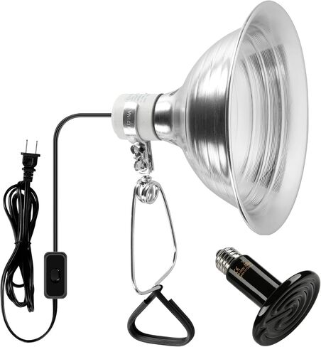 Simple Deluxe 100W Ceramic Reptile Heat Lamp Bulb & 150W Clamp Light with 8.5" Aluminum Reflector Combo for Amphibian Pets, Silver 2023 Version in Saudi Arabia