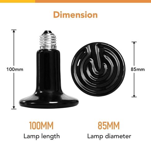 Simple Deluxe 100W Ceramic Reptile Heat Lamp Bulb & 150W Clamp Light with 8.5" Aluminum Reflector Combo for Amphibian Pets, Silver 2023 Version in Saudi Arabia