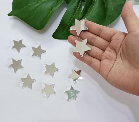 30pcs Sew on Star Acrylic Mirror,Acrylic Stars Blanks,Acrylic Mirror Beads,Sew on Rhinestones with 2 Holes(3cm, Silver Mirror) in Saudi Arabia