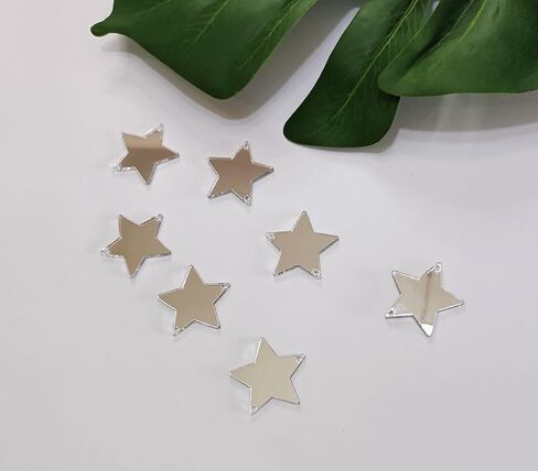 30pcs Sew on Star Acrylic Mirror,Acrylic Stars Blanks,Acrylic Mirror Beads,Sew on Rhinestones with 2 Holes(3cm, Silver Mirror) in Saudi Arabia