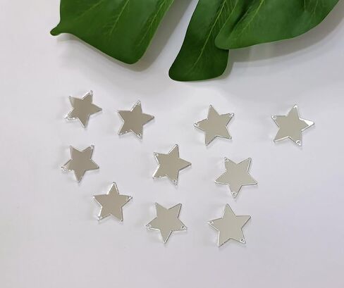 30pcs Sew on Star Acrylic Mirror,Acrylic Stars Blanks,Acrylic Mirror Beads,Sew on Rhinestones with 2 Holes(3cm, Silver Mirror) in Saudi Arabia