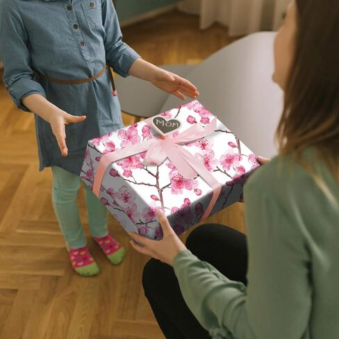 SaringSwoon Floral Wrapping Paper for Women Girls - Pink Watercolor Flower Gift Wrap With Cherry Blossom Design for Spring Birthday Mother's Day Wedding Bridal Shower - 28×40 Inches, 4 Folded Sheets in Saudi Arabia