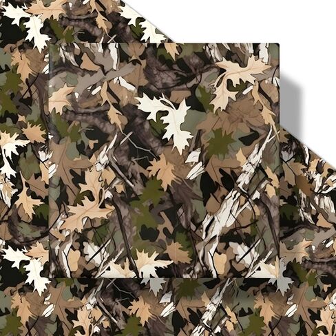 RUSPEPA Woodland Camo Wrapping Paper Roll for Men, Mini Roll, Hunting Forest Camouflage Design Gift Wrap Paper Perfect for Birthday, Military-Themed Party, Veterans Day, Outdoor, 17 Inches x 16.4 Feet in Kuwait
