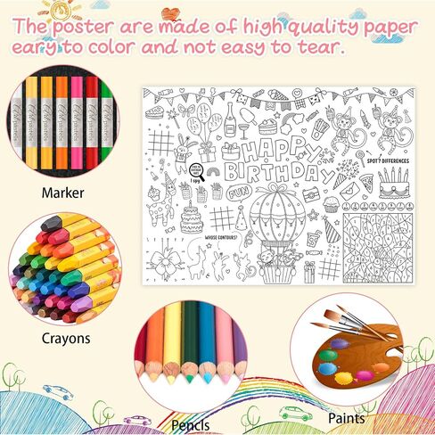 Leezead US Map Coloring Poster ، 33 "× 54" عملاق الولايات المتحدة الأمريكية خريطة تلوين ملصق Tableloth للأولاد الفتيات عيد ميلاد المنزل الأنشطة الفنية in Kuwait