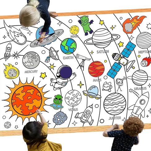 Leezead US Map Coloring Poster ، 33 "× 54" عملاق الولايات المتحدة الأمريكية خريطة تلوين ملصق Tableloth للأولاد الفتيات عيد ميلاد المنزل الأنشطة الفنية in Kuwait