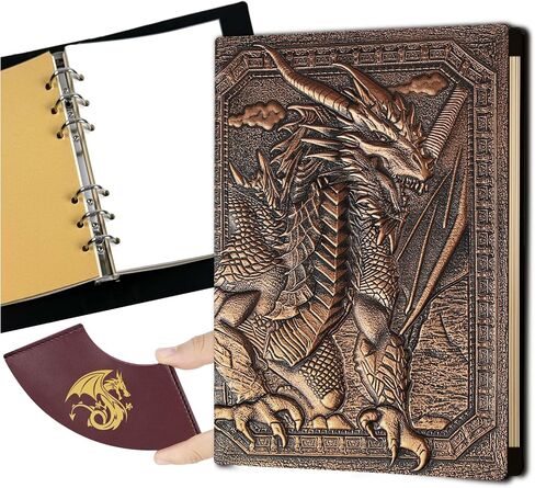 DND Dragon Journal Notebook ، كتاب فريد من 400 صفحة مع 3D مقصور من الجلد القابل لإعادة الملء 6 حلقات للملحقات الأبراج المحصنة و Dragons/D&D هدايا Nerdy DM & Players RPG Lovers in Kuwait
