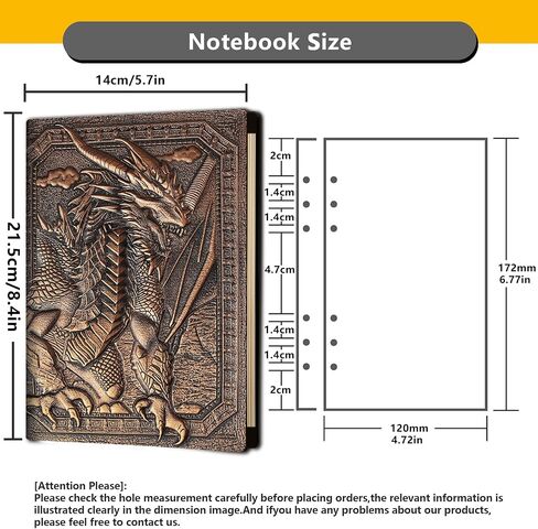 DND Dragon Journal Notebook ، كتاب فريد من 400 صفحة مع 3D مقصور من الجلد القابل لإعادة الملء 6 حلقات للملحقات الأبراج المحصنة و Dragons/D&D هدايا Nerdy DM & Players RPG Lovers in Kuwait