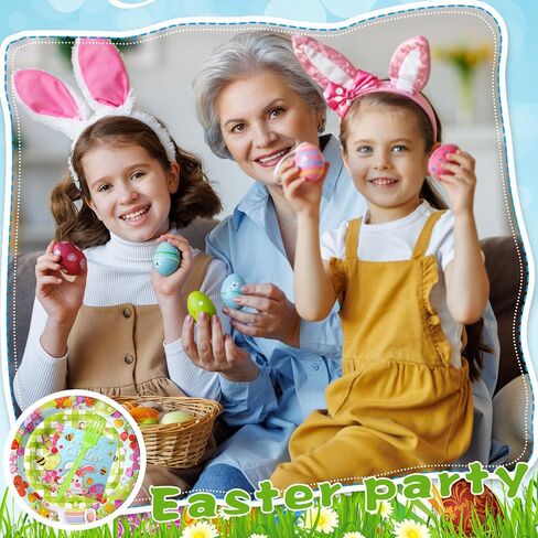 96 Pcs Easter Plates and Napkins Disposable Dinnerware Supplies for 24 Guests, Paper Tableware Include 9" Dinner Plates, 7" Dessert Plates, Napkins, Forks for Easter Spring Party (Egg) in Saudi Arabia
