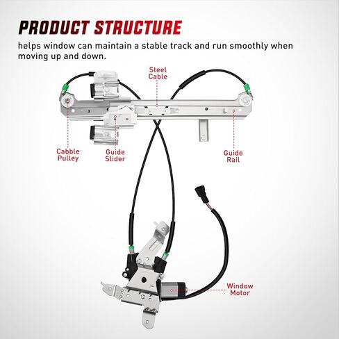 Nilight Power Window Regulator with Motor Rear Passenger Side,Compatible with Cadillac Escalade/Chevy Tahoe/GMC Yukon 2002 2003 2004 2005 2006,Rear Right,748-229 in Saudi Arabia