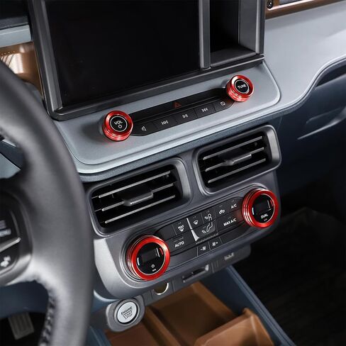 7PCS Knob Trim Cover Fit for 2022-2025 Ford Maverick Accessories Car Auto Interior Center Consoles Gear Shift Knob AC Volume Headlight Knob Ring Cover Trims Engin Start Stop Cover (Orange) in Kuwait