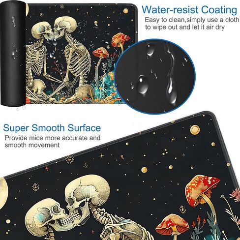 for MTG Playmat + Drawstring Travel Pouch + 6 Dice Counter, for Tabletop Trading Card Game Playmats or Mouse Pad, Anti-Slip Rubber 24 x 14 in, Skeleton Kiss for TCG Playmat (No with Zone) in Kuwait
