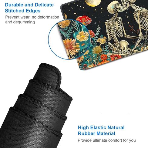 for MTG Playmat + Drawstring Travel Pouch + 6 Dice Counter, for Tabletop Trading Card Game Playmats or Mouse Pad, Anti-Slip Rubber 24 x 14 in, Skeleton Kiss for TCG Playmat (No with Zone) in Kuwait