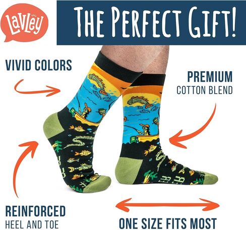 Lavley Fishing & Hunting Socks Funny Gift for Outdoor Hunters & Fishermen | Premium Cotton Blend, Super Soft, Durable, Gift for Outdoor Hunters, Funny Fishing & Hunting Socks in Saudi Arabia