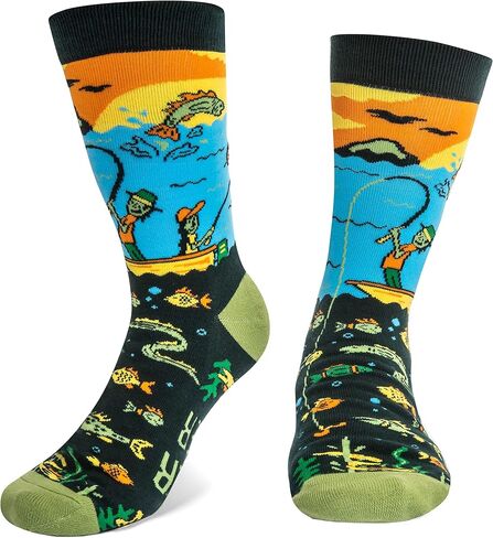 Lavley Fishing & Hunting Socks Funny Gift for Outdoor Hunters & Fishermen | Premium Cotton Blend, Super Soft, Durable, Gift for Outdoor Hunters, Funny Fishing & Hunting Socks in Saudi Arabia